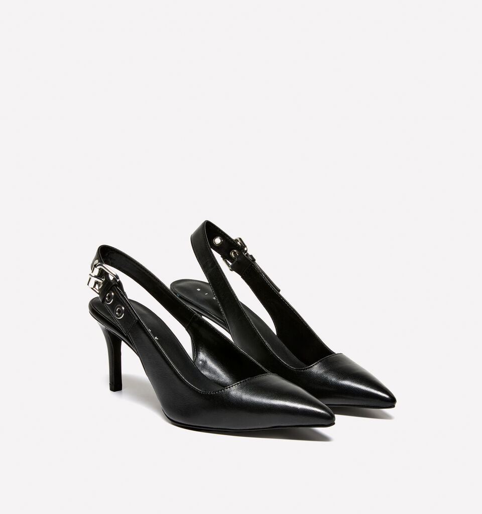 Leather pumps with buckle - women's heels - Black | Sisley image number 1